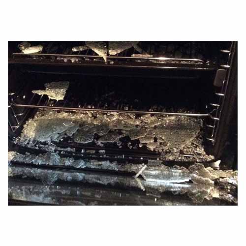 how to clean exploded glass in oven